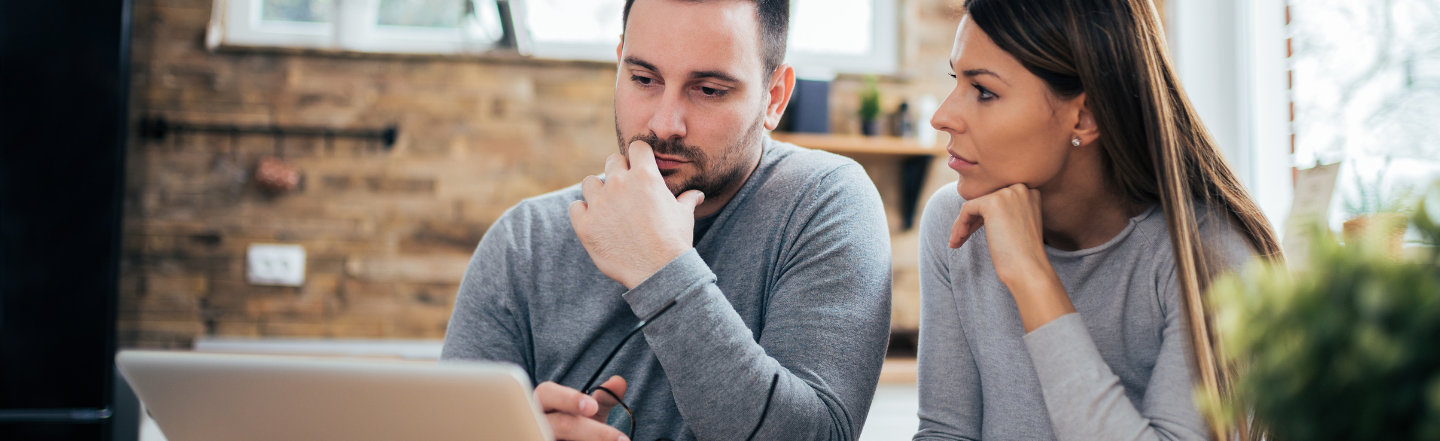 Couple looking at computer